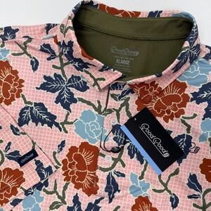 Good Good Golf Fighting For Par Pink Canyon Polo Shirt Men's XL Floral Print NEW